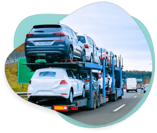 car transporter delivering cars